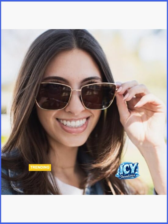 Oversized Metal Cat-Eye Sunglasses with Polarized Lenses main image 4